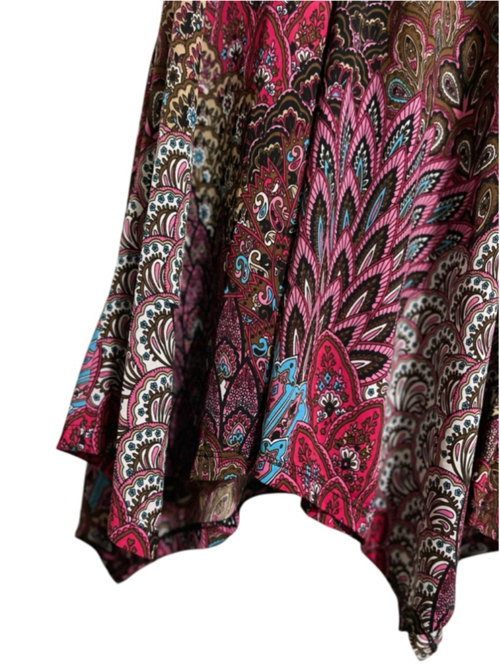 Women's Neesha Asymmetrical Dress M Pink Brown Paisley - Picture 3 of 9